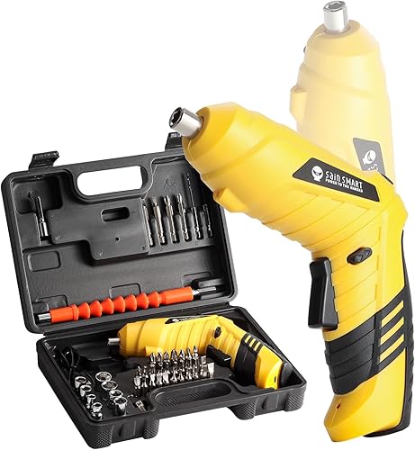 SainSmart Destornillador eléctrico inalámbrico con batería de litio recargable de 3.6 V y portabrocas hexagonales de 14 pulgadas, incluye 45 puntas,