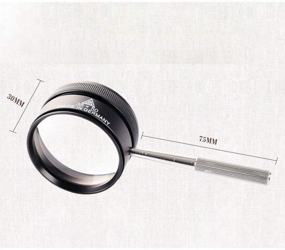 Lente d'ingrandimento, Lente d'ingrandimento HD, Lettura da uomo anziano, Lente d'ingrandimento ottica portatile con luce a LED, Alta definizione 30 volte, Lettura da uomo anziano 20 volte, Identifica