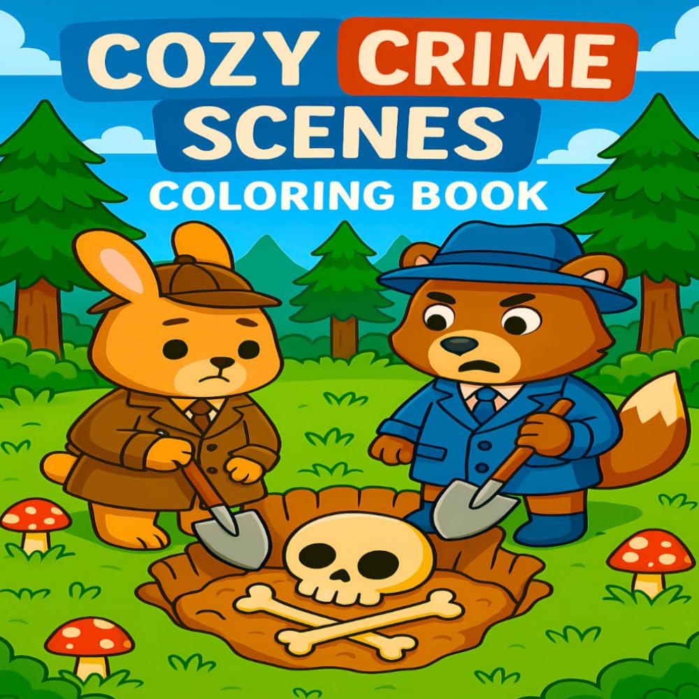 Cozy Crime Scenes Coloring Book: 50 Cozy, Cute, and Comfy Crime Scenes Featuring Adorable Animals, Dark Humor, and Mysteries for Stress Relief (Cozy Vibes Coloring)