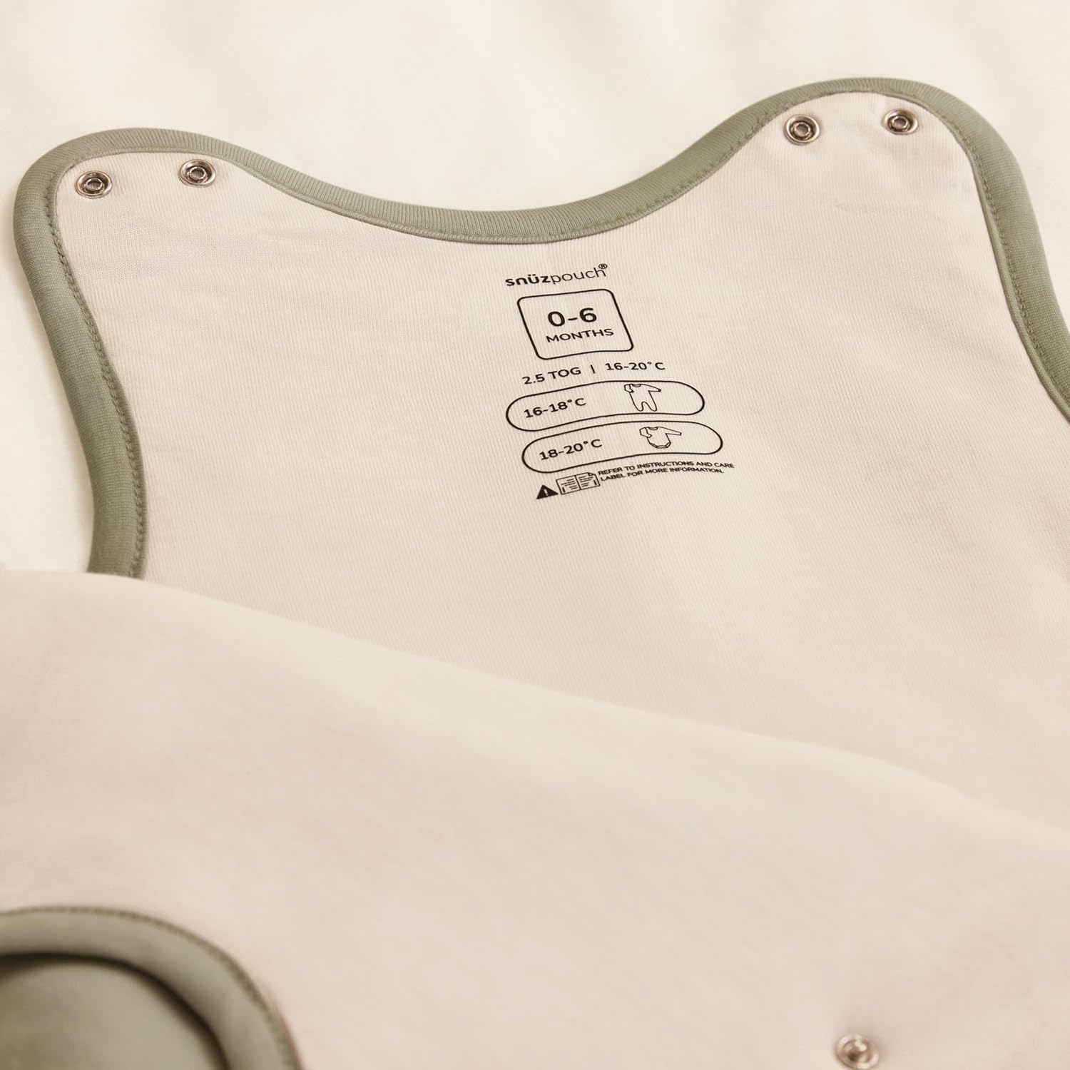 Snuz Baby Sleep Sack with Diaper Zip - Baby Sleeping Bag for Easy Diaper Changes, Super Soft Cotton Sleep Sacks in Summer or Winter Tog with Perfect Fit Poppers, Sage/Cross, 1 Tog 0-6M