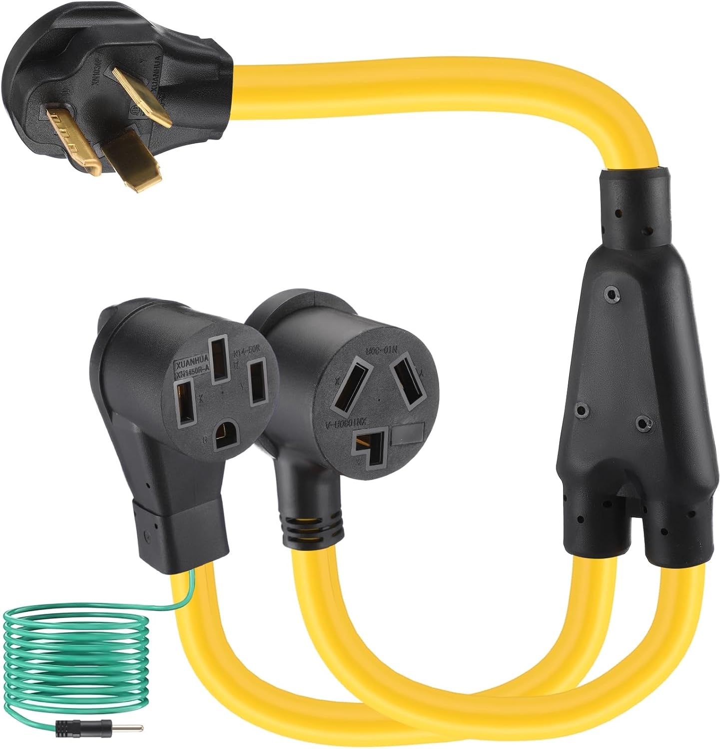 30 Amp Dryer Y Splitter to RV/EV Compatible with NEMA 10-30P to 14-50R/10-30R 3 Prong 30A to 4 Prong 50A Y Adapter Cord for EV/RV Charging at Dryer Outlet STW 10 AWG with Safety Ground Wire, 3FT