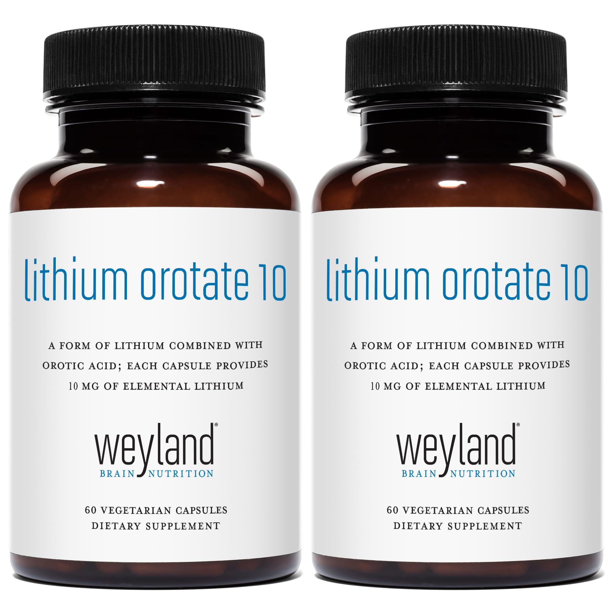 Lithium Orotate - 10mg of Elemental Lithium, 60 Vegetarian Capsules (Pack of 2)