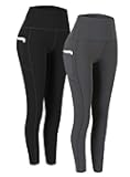 2 Pack High Waist Yoga Pants with Pockets, Tummy Control Workout Running Yoga Leggings for Women