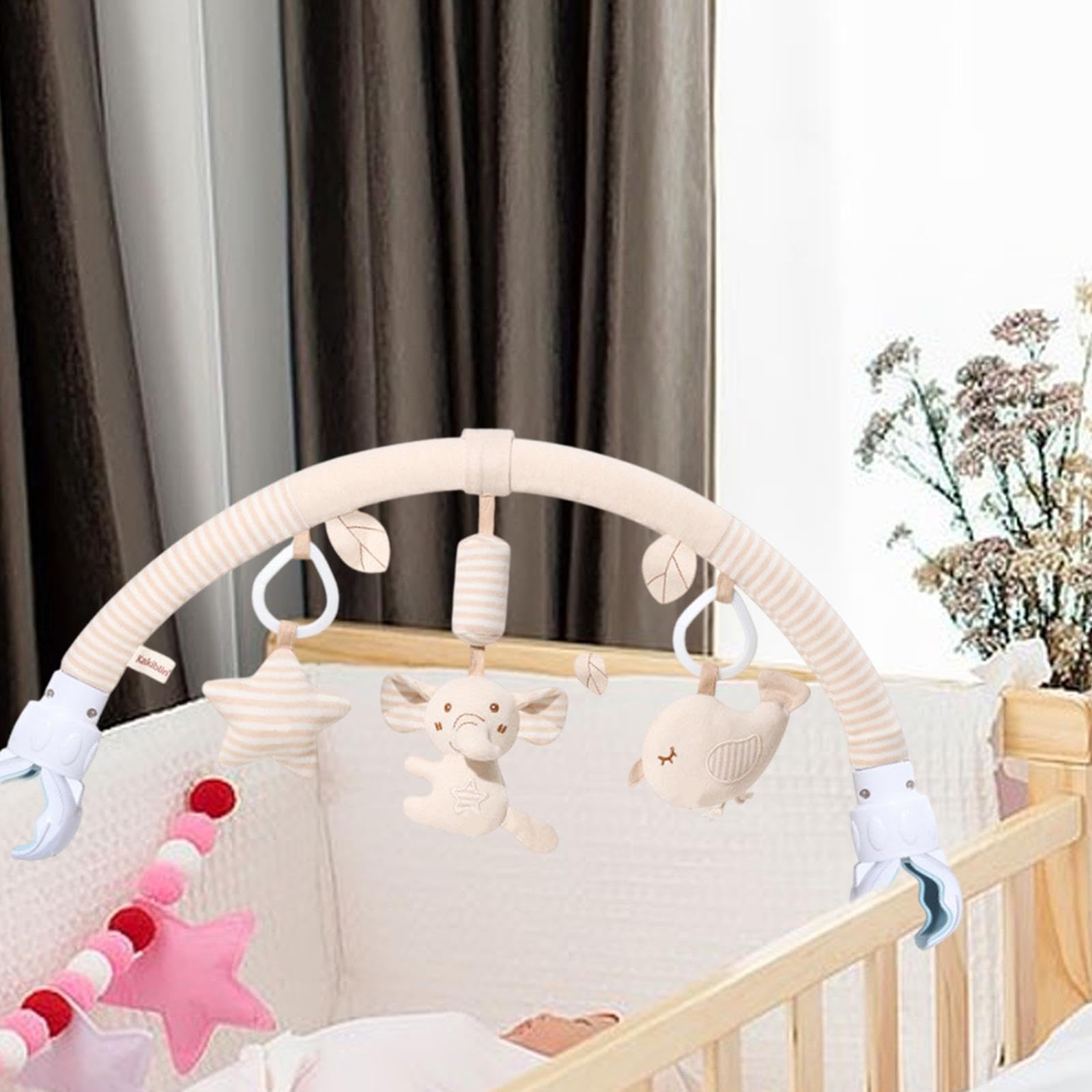 Arco per Passeggino, Giocattolo, Culla, Accessori, Arco con Clip, Mobile, Mobile da Viaggio, Arco per attività, per Culla, Seggiolino Auto, Sdraietta, Elefante