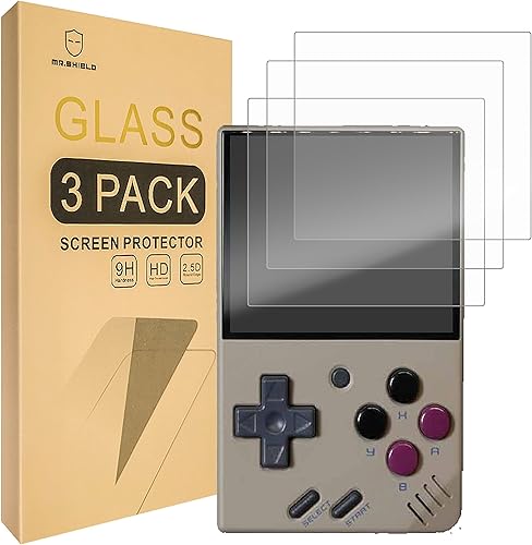 Mr.Shield [Paquete de 3] Protector de pantalla para Miyoo Mini+ / Miyoo Mini Plus [vidrio templado] [vidrio japonés con dureza 9H] Protector de