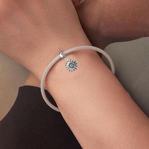 Miniatura 4 de Girasol Encanto Plata De Ley 925Colgante De Flor Dangle Bead para pandora pulsera