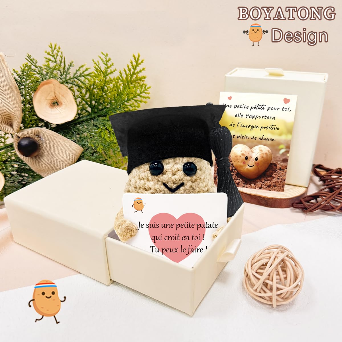 Petite Patate Positive Johiux Pocket Hug Pomme De Terre Positive, Porte- bonheur, Ca Peluche Positive Français
