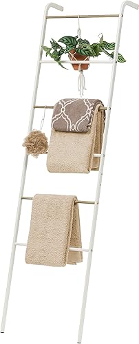 IRIS USA PI - Organizador de pie tipo escalera para toallas y mantas, color blanco perlado