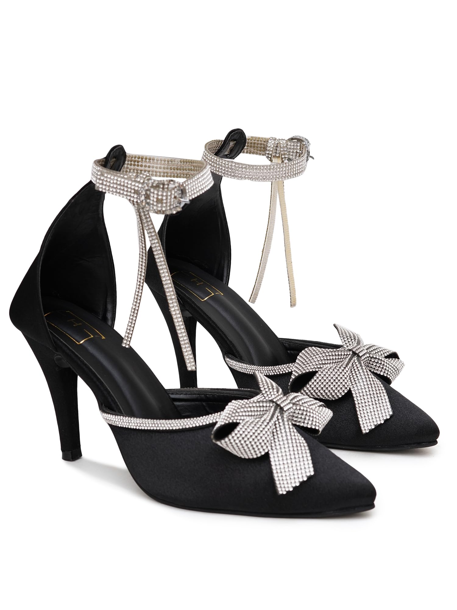 hvnly by shoetopia HVNLY Luxury Black Rhinestone Heels for Women | Classic Pumps | Elegant Bridal, Wedding & Party Footwear-picture-37