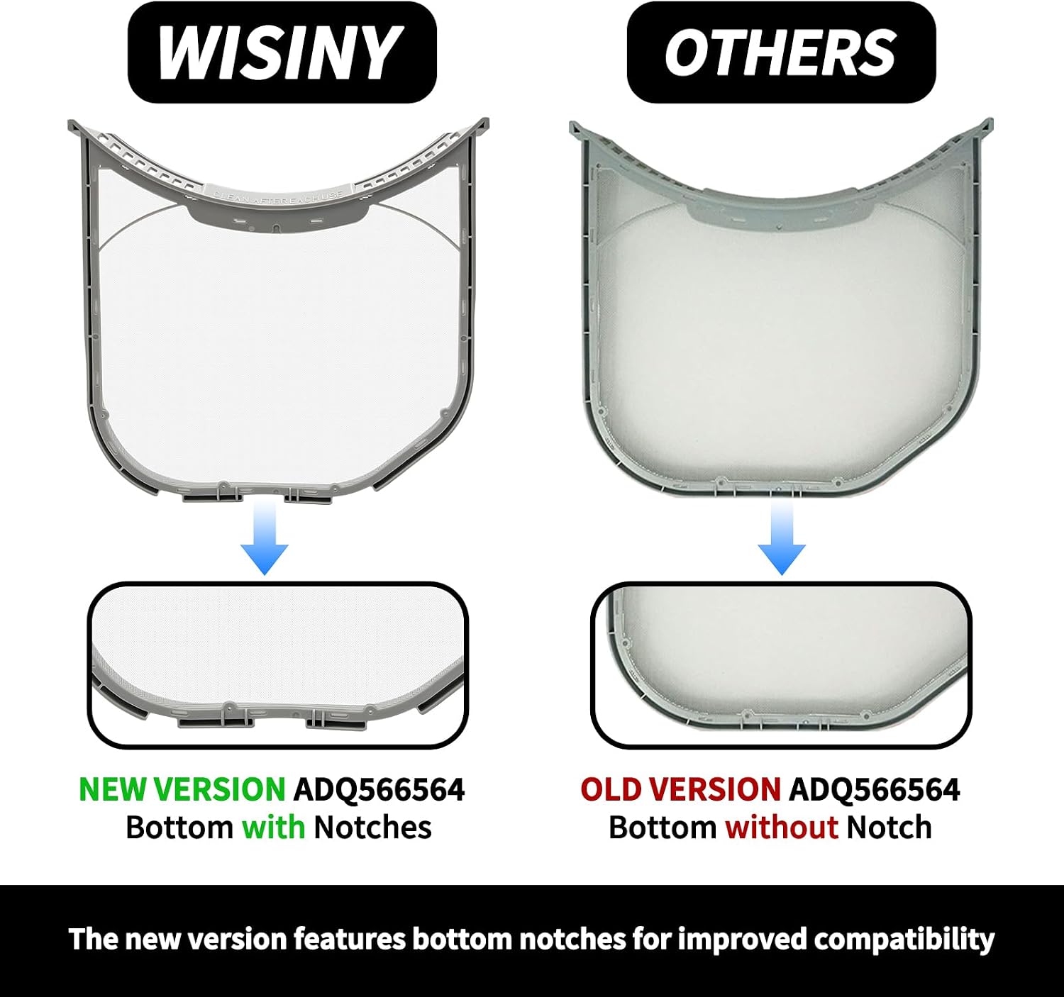 WISINY ADQ56656401 Dryer Lint Trap Replacement For Kenmore LG Dryer Lint Filter Replacement Replaces ADQ566564 DLGX3471V DLEX3370W DLGX3371V DLGX3371W DLEX3250W DLE3170W