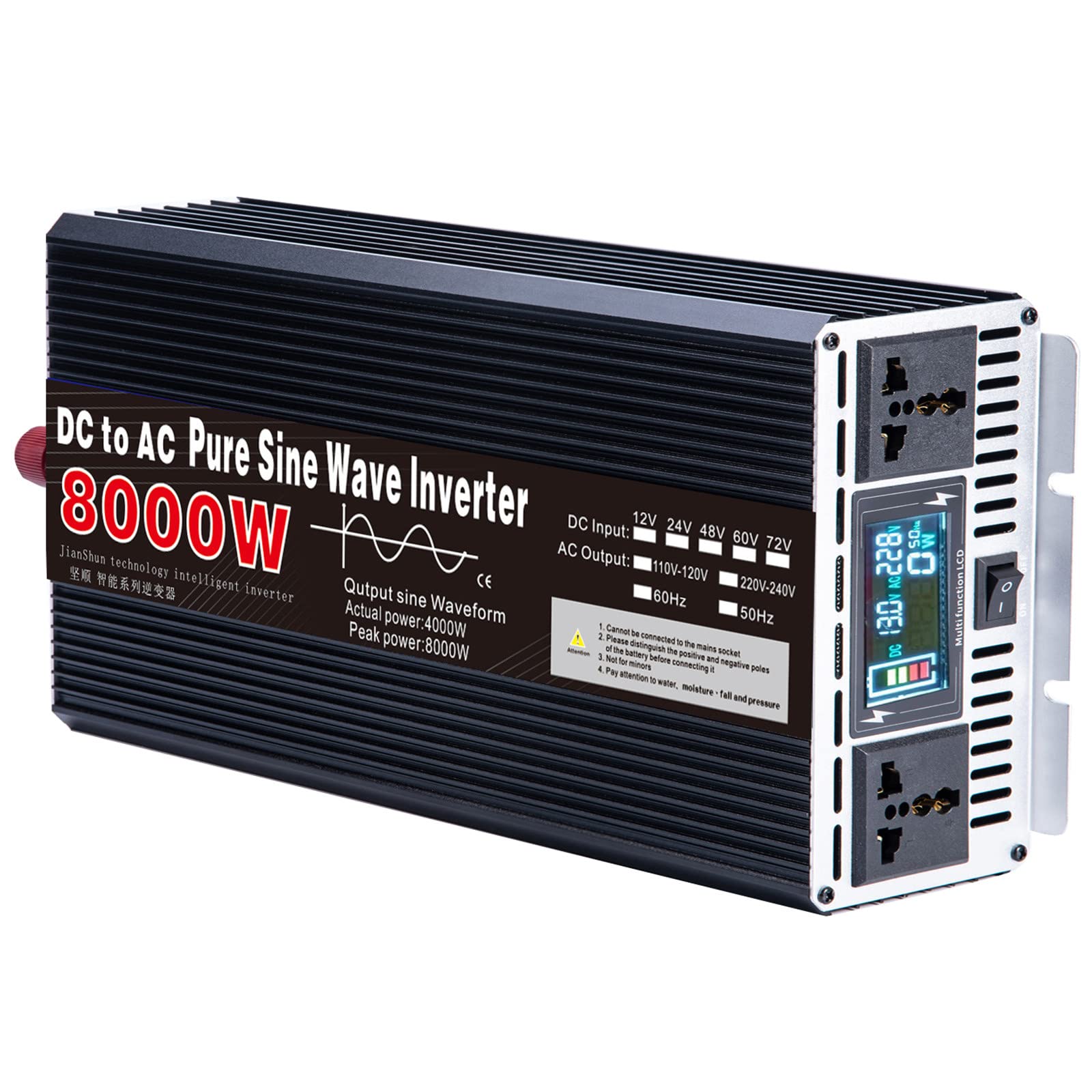 3000W 4000W 5000W 6000W 8000W DC 12V/24V/48V/60V/72V 純正正弦波 