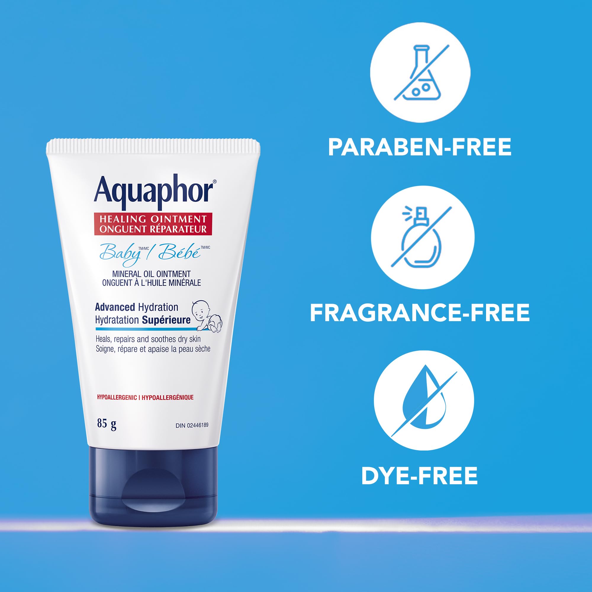 Aquaphor Baby Healing Ointment for Baby's Sensitive Skin, Multipurpose Ointment Helps Prevent Diaper Rash, Fragrance Free, Non Greasy Healing Ointment, Recommended by U.S. Pediatricians, 85g - 4