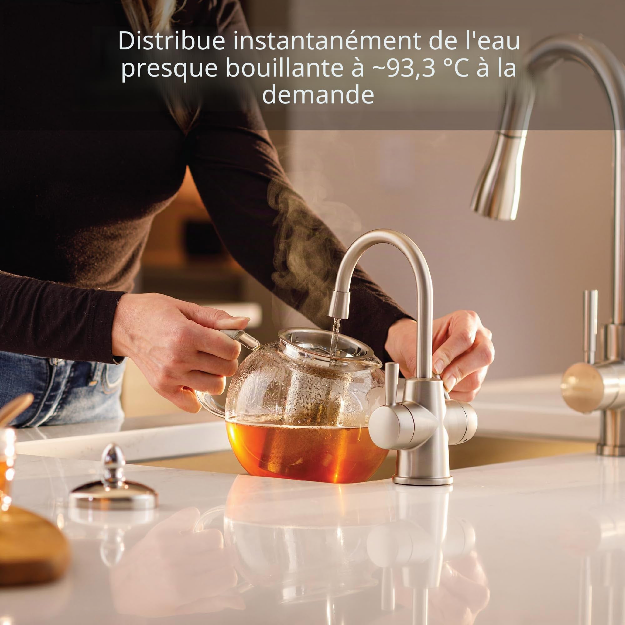 InSinkErator HC250SN-SS HOT250 Distributeur d'eau Chaude et Froide instantané, Nickel satiné