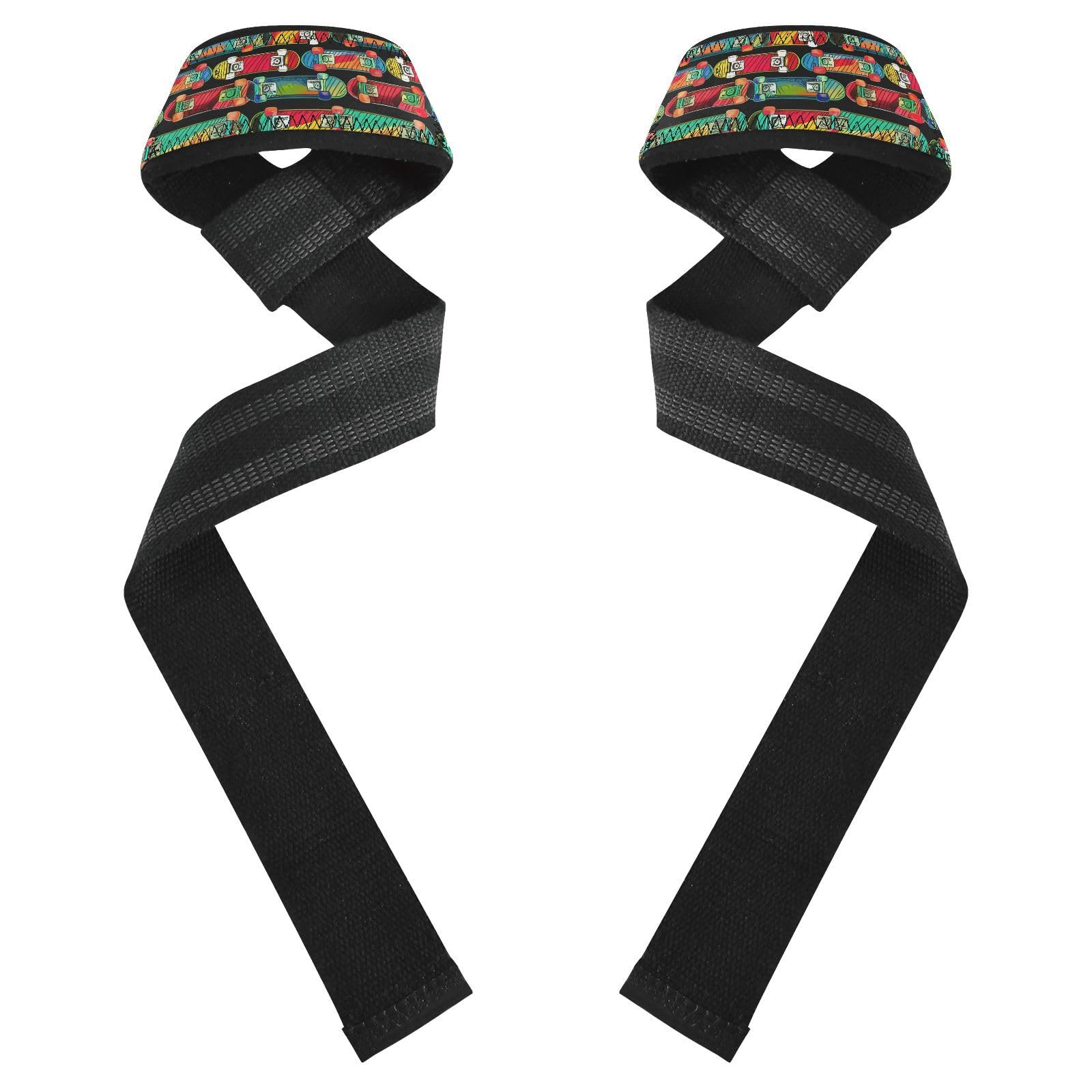 STAYTOP Cool Skateboarding Wrist Straps for Weightlifting,Lifting Straps with Neoprene Cushioned Wrist Padded and Anti-Skid Silicone for Strength Training,Bodybuilding,Deadlifting