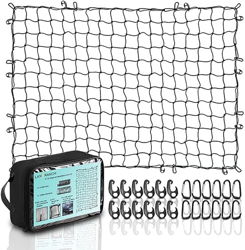 LANFFRANCHI Red de carga para cama de camioneta de 4 x 6 pies, se estira a 8 x 12 pies, red de carga de camión elástica para camiones, SUV y