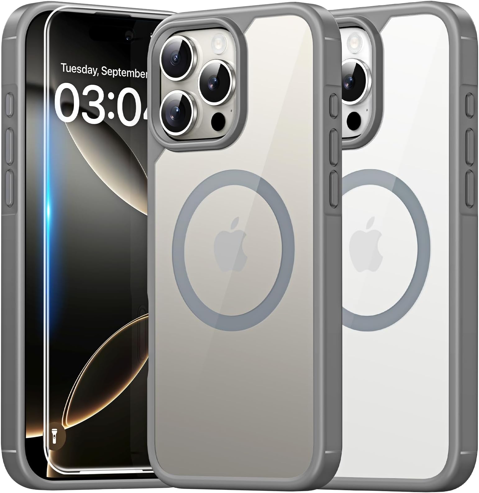 TAURI Magnetic for iPhone 16 Pro Max Case with HD Screen Protector [Compatible with MagSafe] Military-Grade Protection, Not-Yellowing Shockproof Phone Cover for iPhone 16 Pro Max 6.9" - Gray