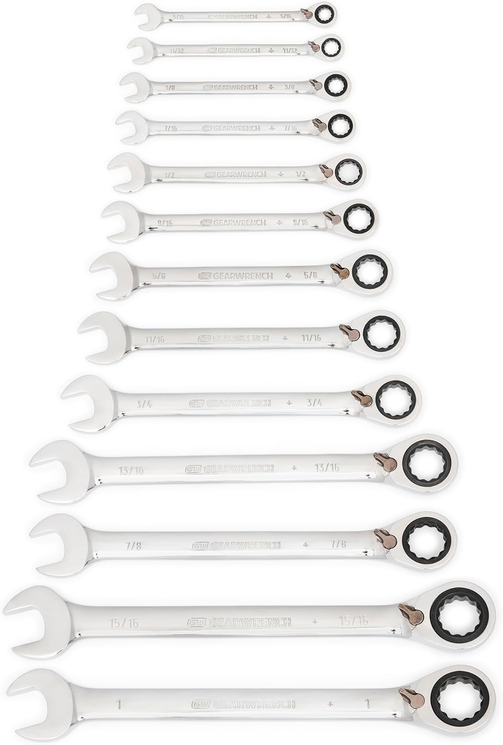 GEARWRENCH 13 Pc. 12 Pt. Reversible Ratcheting Combination Wrench Set, SAE - 9509N