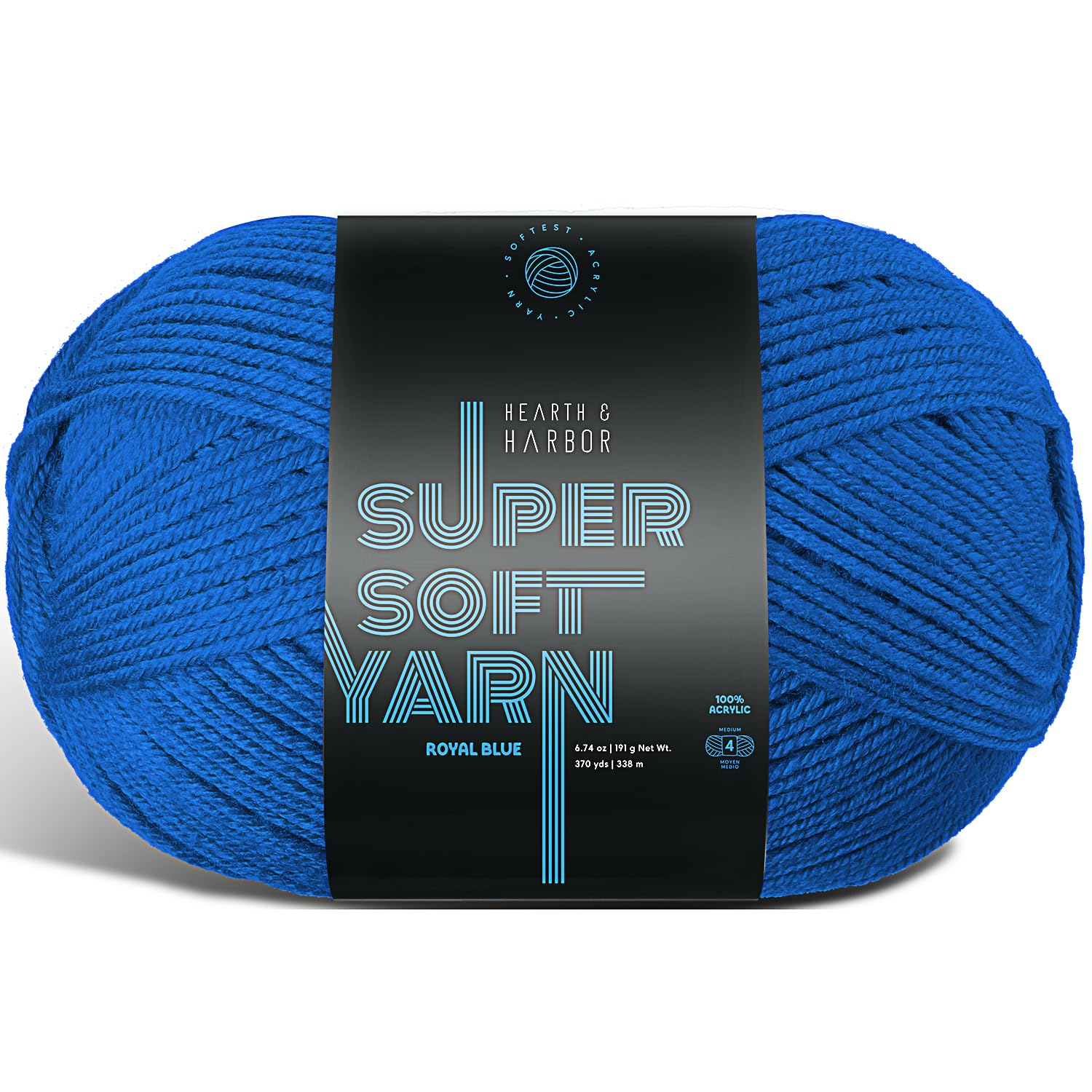 Acrylic Yarn for Crocheting &amp; Knitting – Soft Crochet Yarn for Crocheting, 370 Yards, Perfect for Crafts &amp; Amigurumi, Medium Worsted Weight 4, Royal Blue