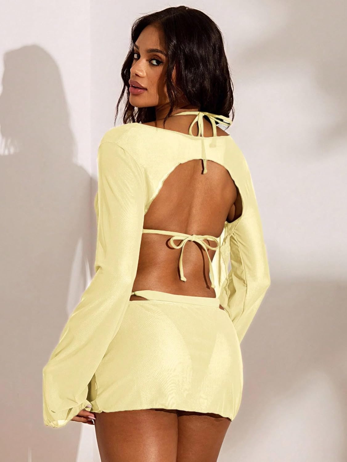 SISKIN Beach Cover Ups for Women Bathing Suit Cover Up for Swimwear Women Sheer Long Sleeve Mesh Dress Cover Up 2026