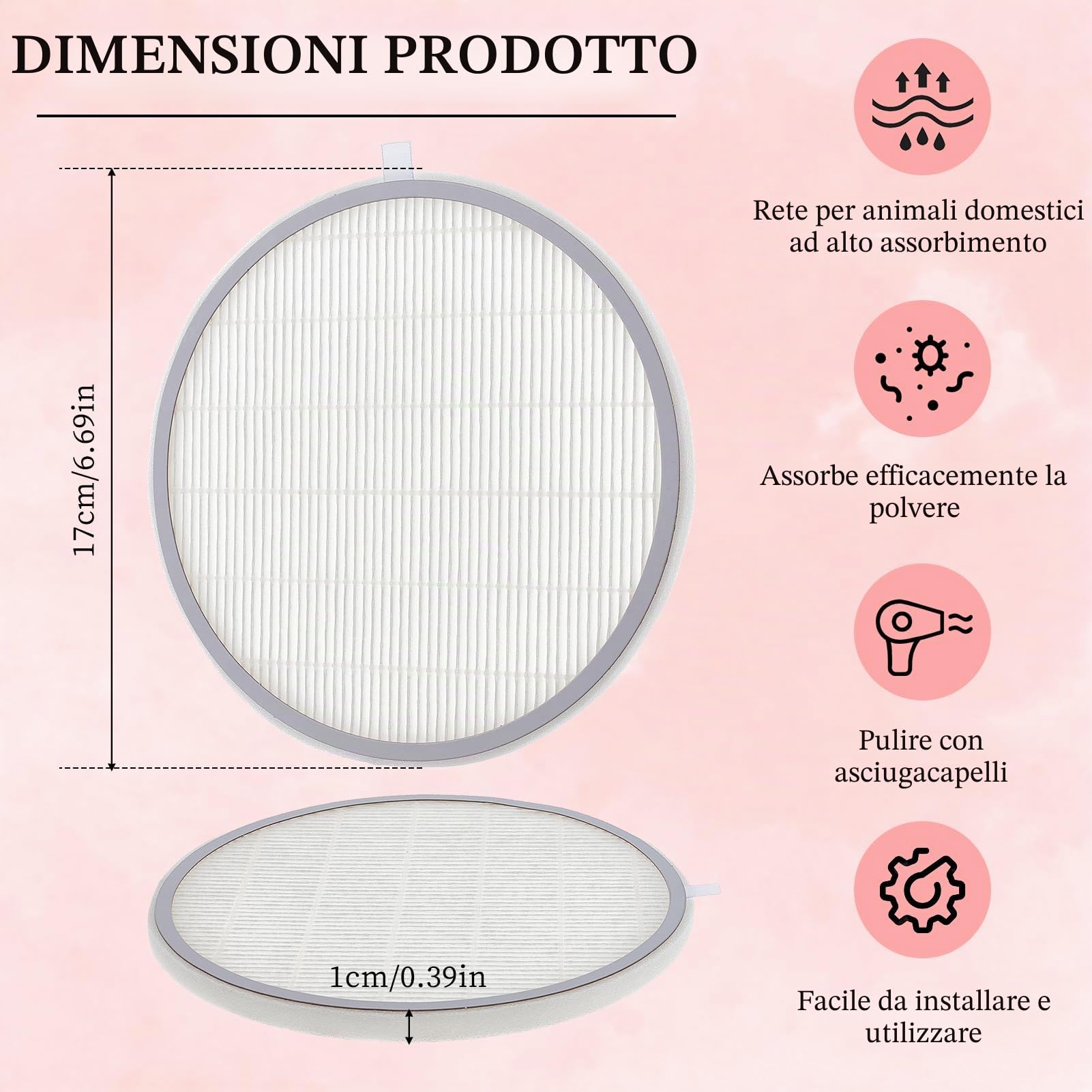 NICENEEDED 4 pz Filtro per Collettore di Polvere per Unghie, Aspirapolvere per Nail Art, Filtro Rotondo per Spolverare Le Unghie, Aspiratore di Polvere per Unghie Bianco