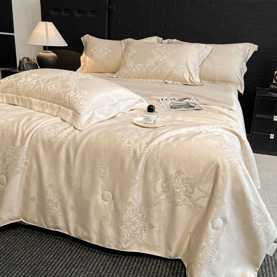 Trapuntino Copriletto Reversibile, Coperta Leggera Estate Copriletti Trapunte Leggera Fresco Copriletto Trapuntato per Letto Singolo Letto Matrimoniale (B Crema,180x220cm)