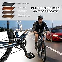 Vista 3 de Pedales de bicicleta plegables, pedales de bicicleta de montaña, pedales planos de bicicleta de aluminio CNC, 9/16 pulgadas con tiras reflectantes