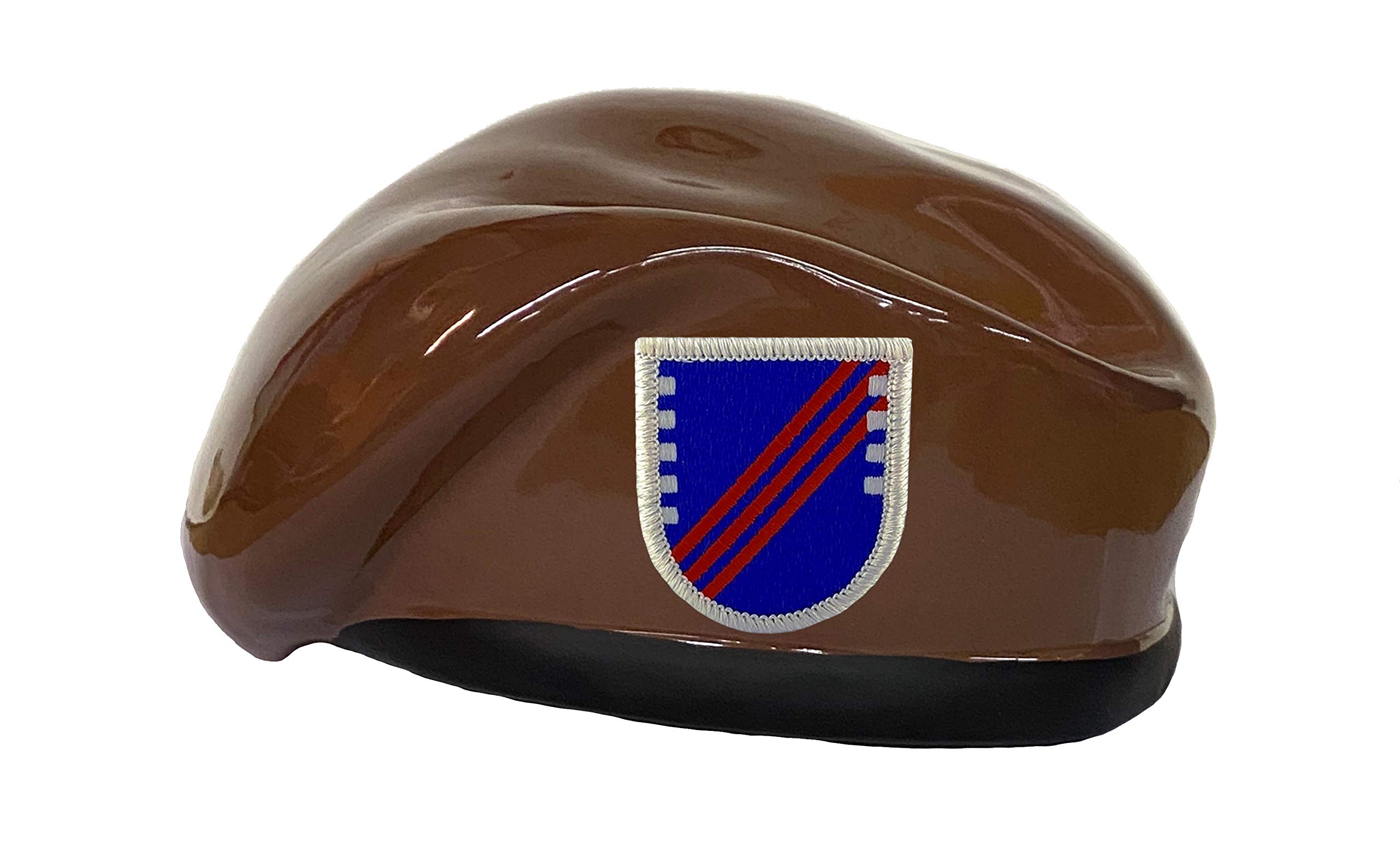 U.S. Army Security Force Assistance Brigade SFAB Military Brown Ceramic Beret (54TH Brigade, Flash Mount)