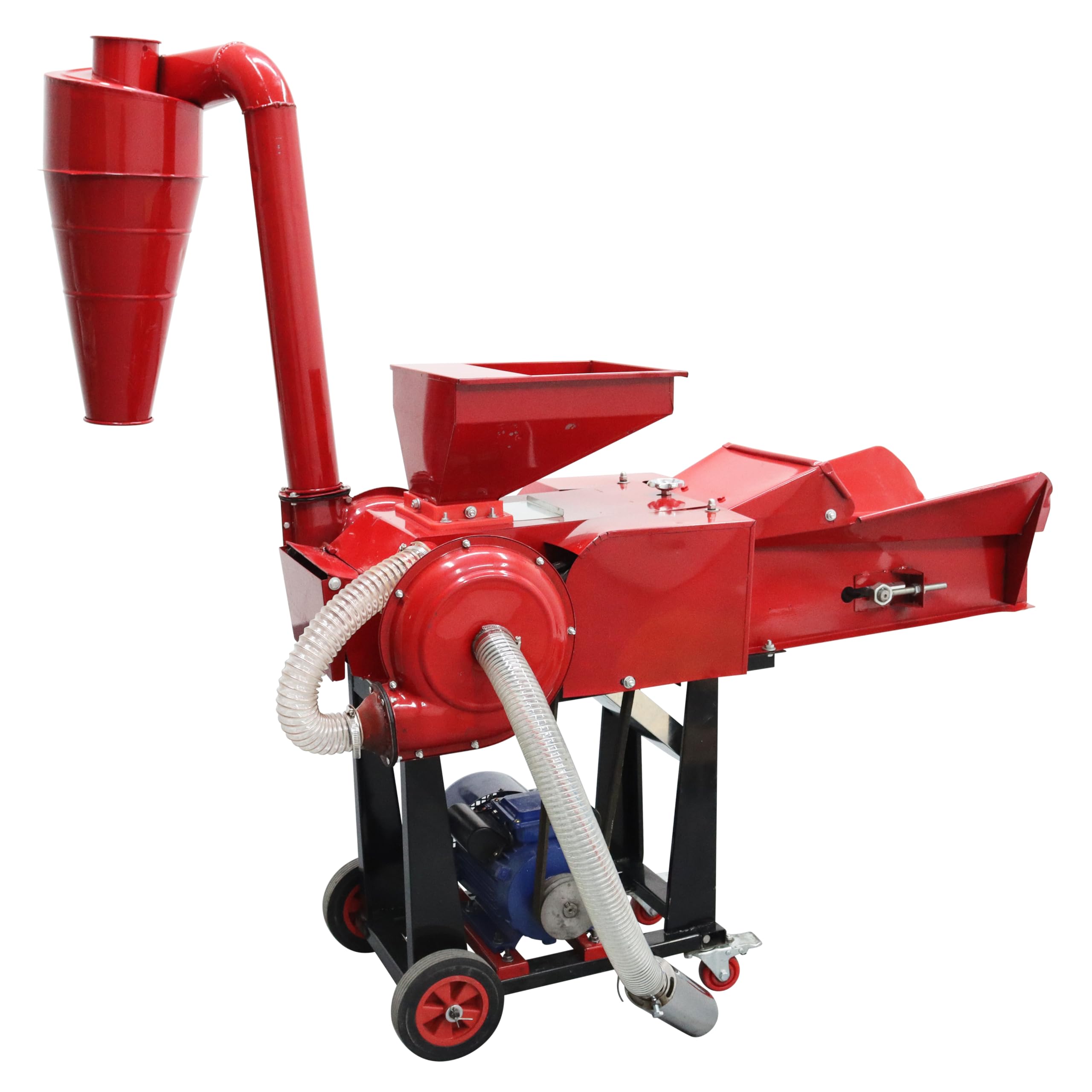 TECHTONGDA Dry-Wet Straw Hay Cutter Crusher Grain Grinder Mill Powder With Self-priming Inlet for Corn Wheat Animal Feed with Conveyor 220V