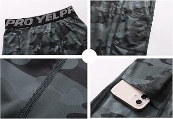Compression Shorts Men, Gym Running Shorts with Pockets Sports Underwear Base Layer Shorts Quick-Drying Fitness Workout Shorts for Cycling, Football, Training