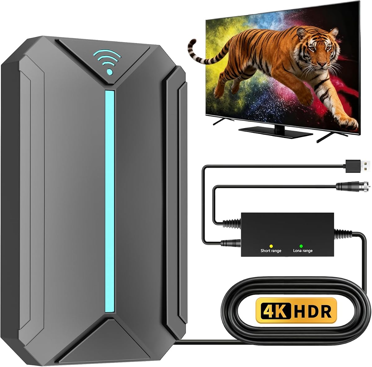 TV Antenna Indoor for Local Channels, Digital Antenna for Smart TV, Amplified Signal Booster Long Range Reception with 1200+ Miles,Supports 4K 1080p HD, Long Range Antenna for HDTV Without Cable