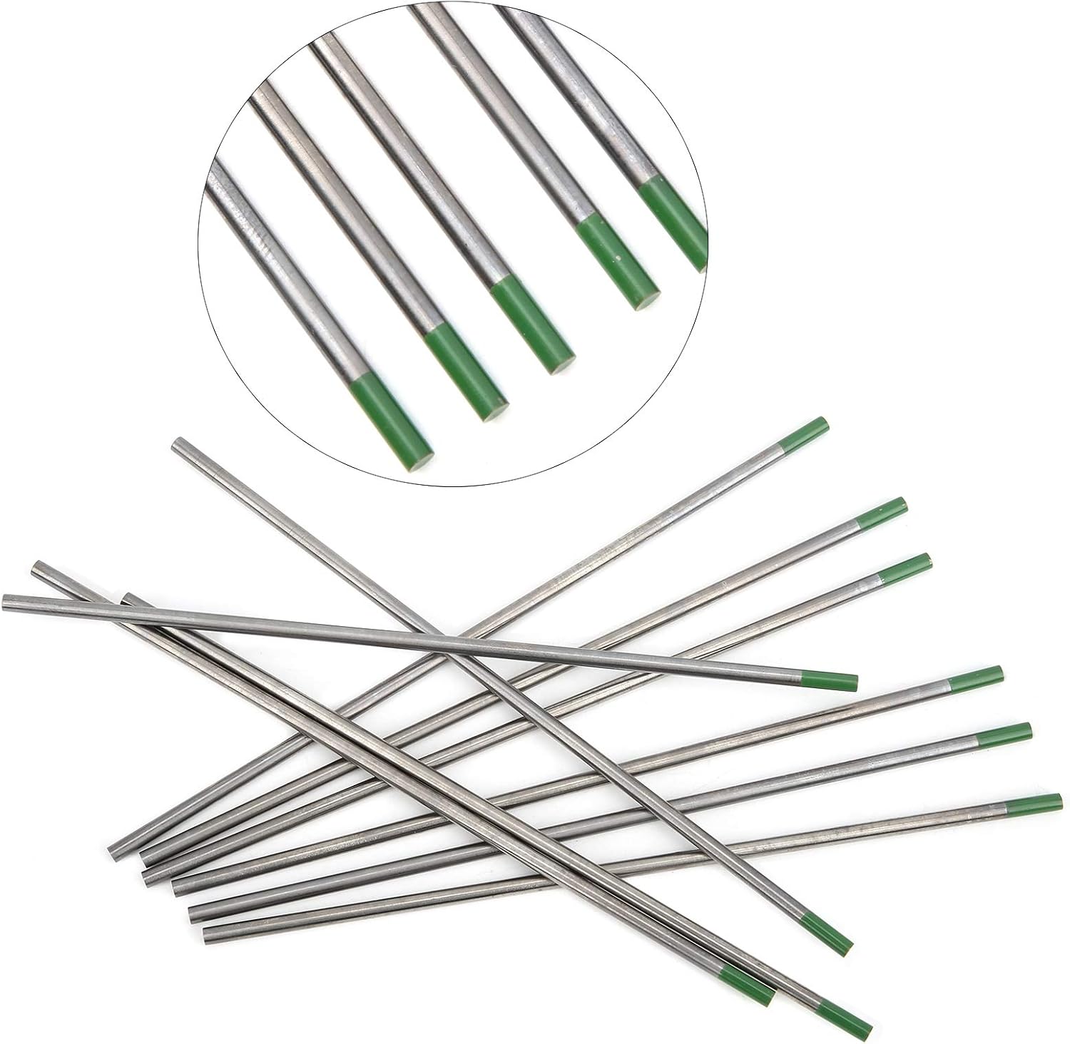 10Pcs Tungsten Electrodes, TIG Welding Tungsten Pure Tungsten Pure Argon Arc Needle Green Head WP 3.2mmx150mm - Image 4
