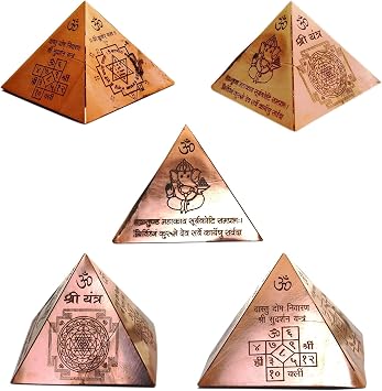 Energize Copper Pyramid Vastu Dosh Nivaran with Syllable Mantra,Shri Kuber Mantra with Ganesha Yantra Home Decor -Puja Item -Diwali Gift
