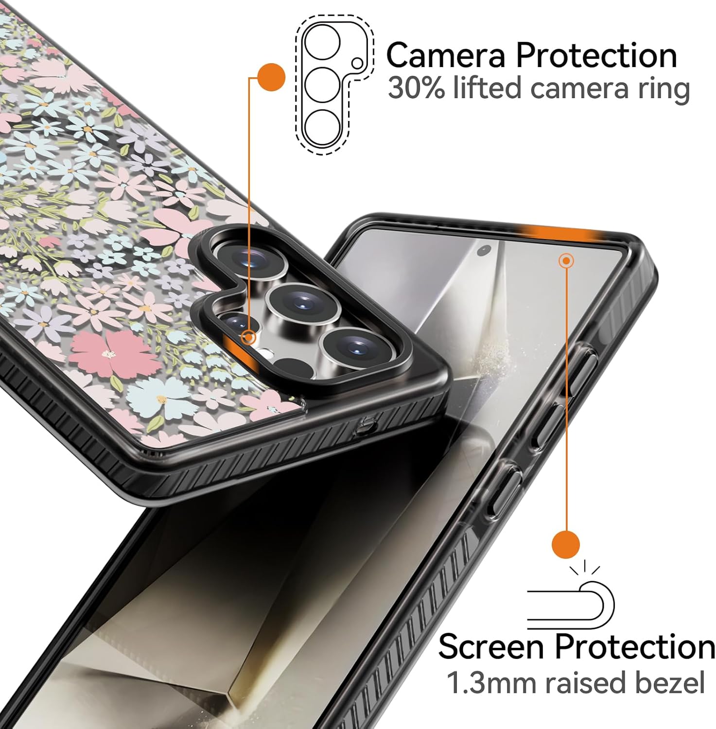 Rosarnnah Magnetic for Samsung Galaxy S25 Ultra Magsafe Case Cute Aesthetic - Durable Shockproof 6.6 ft Drop Impact Phone Case Cover with Funny Fashion Pink Spring Design 6.9" Black