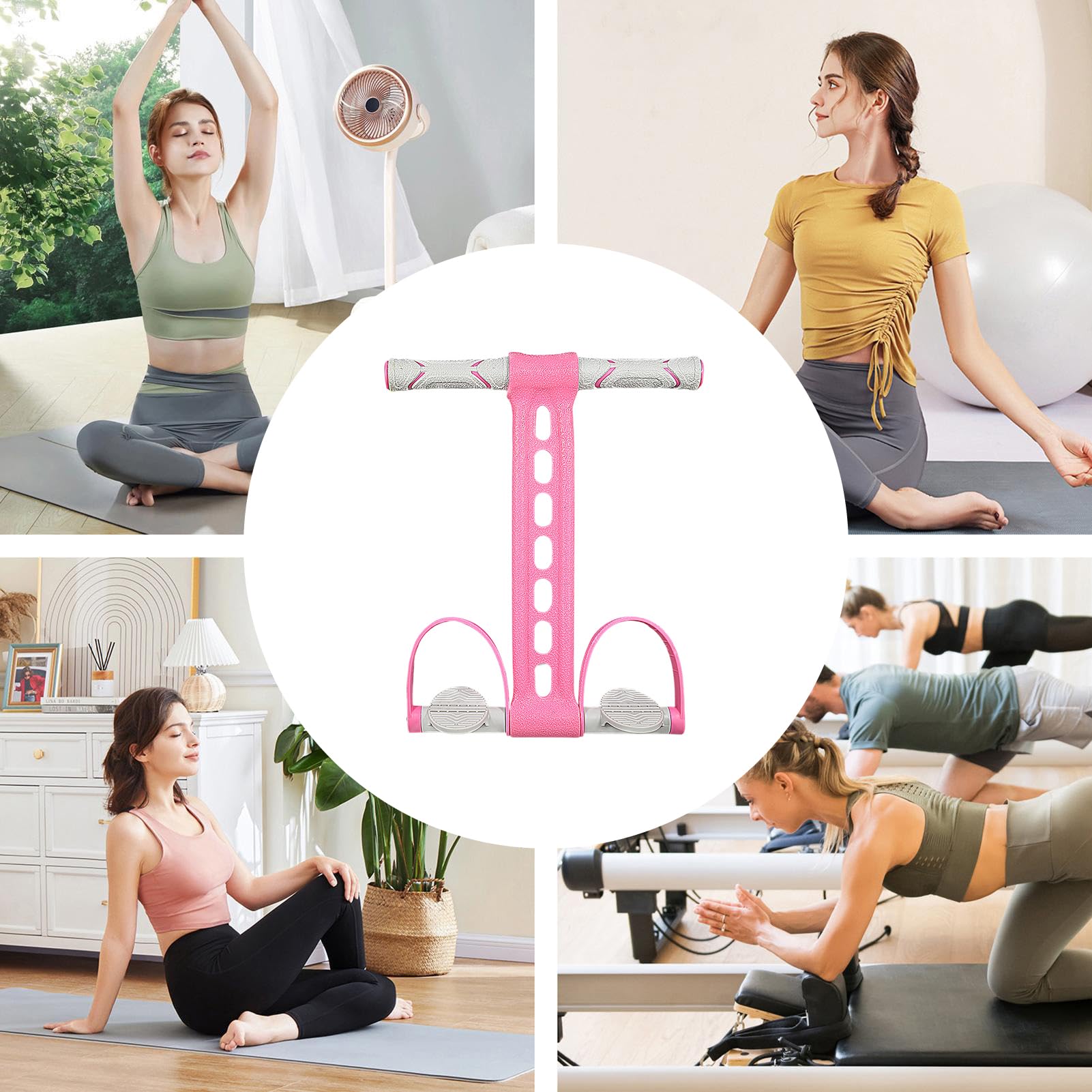 Banda di resistenza multifunzione per pedale, 42 x 30 cm, in lattice e ABS, elastica con manici, strumento di allenamento portatile per fitness, yoga, pilates, casa