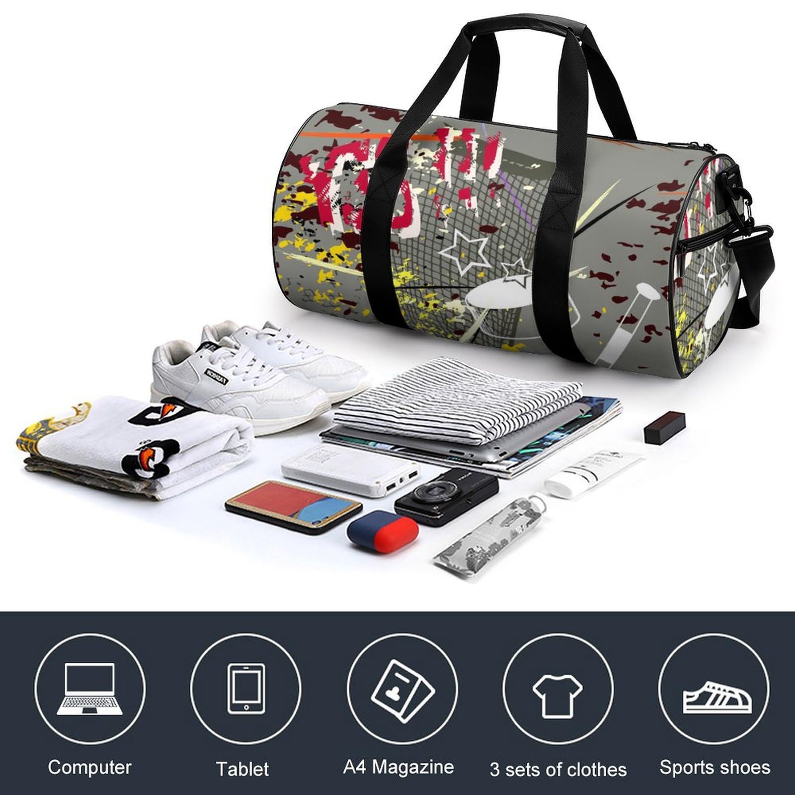 Hockey sur Glace Sac De Sport Gym Sac De Voyage Sac Week-End Duffel Bag pour Camping Randonnée Voyage 45x23x23cm