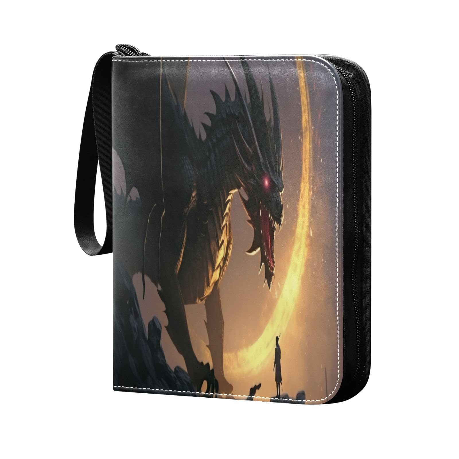 Amazon.com: Msyxl Black Fire Dragon Card Binder 4-Pocket, 400 Pockets PU  Waterproof Zippered Collector Card Album with 50 Removable Sleeves for  Trading, Game Cards : Toys & Games
