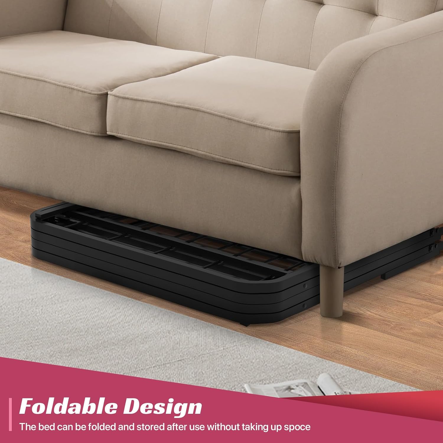 Dkelincs Full Bed Frames Metal Platform Bed Frame Folding Bed Frame with Reserved Storage 14 Inch Heavy Duty Steel Foldable Bed Frame Easy Set Up(Full Size, Black)