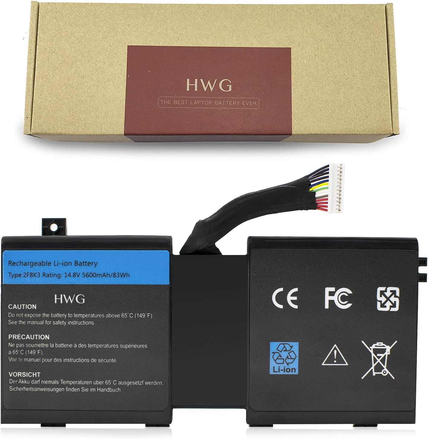iHWG 2F8K3 Battery For Dell Alienware 17 18 18x M17X R5 M18X R3 series Laptop 2F8K3 02F8K3 KJ2PX 0KJ2PX G33TT 0G33TT (14.8V 86WH)