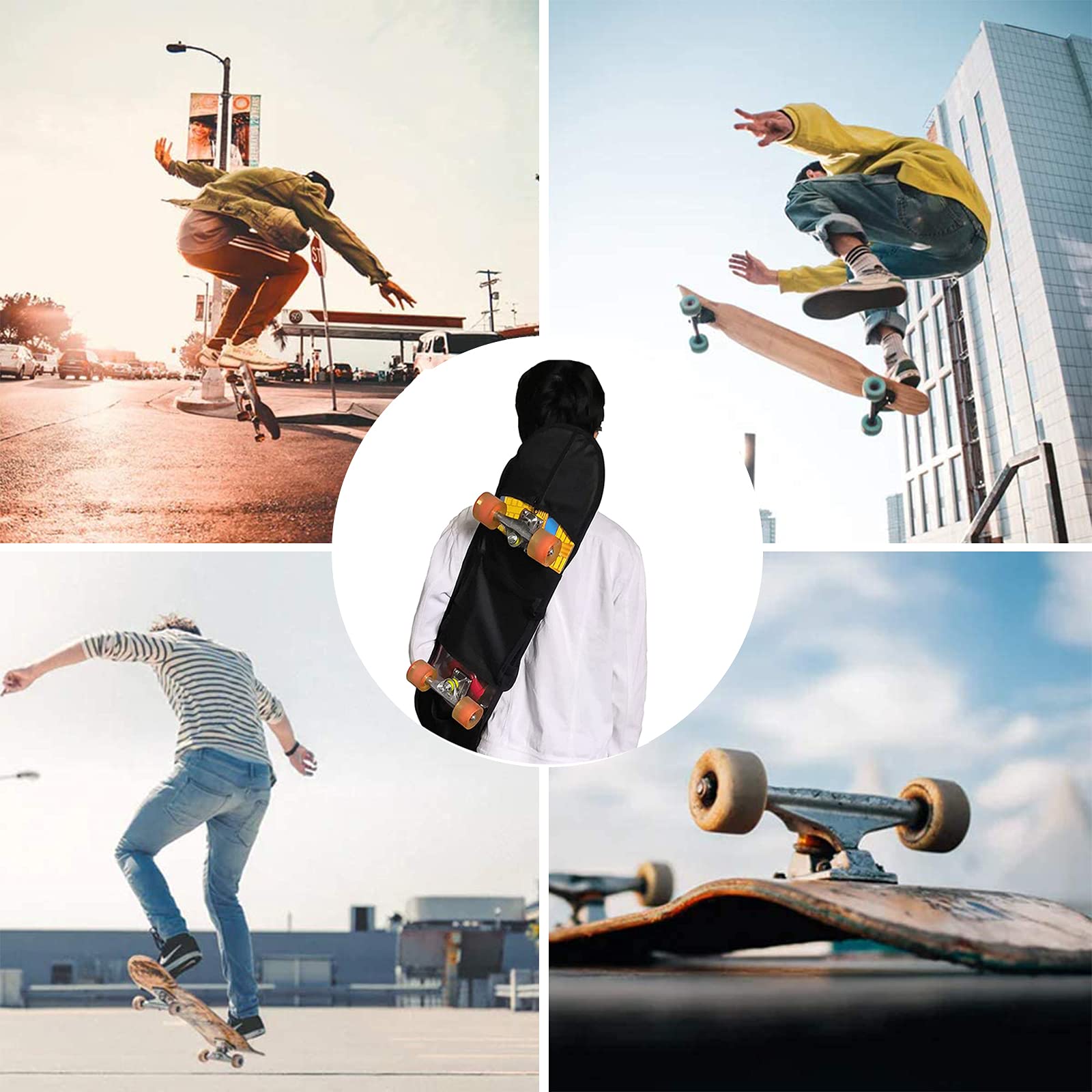 Sac De Planche à Roulettes Sac De Longboard Sac à Dos Pour Skateboard Roulettes Skateboard Sac Universel Bandoulière Réglable Oxford Convient à La Plupart Des Types De Skateboards, 84 x 22cm