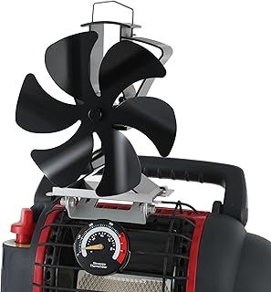 Tomersun Wood Stove Fan Fireplace Fan Heat Powered Stove Fan for Wood Burning/Pellet/Fireplace/Heater, with Thermometer