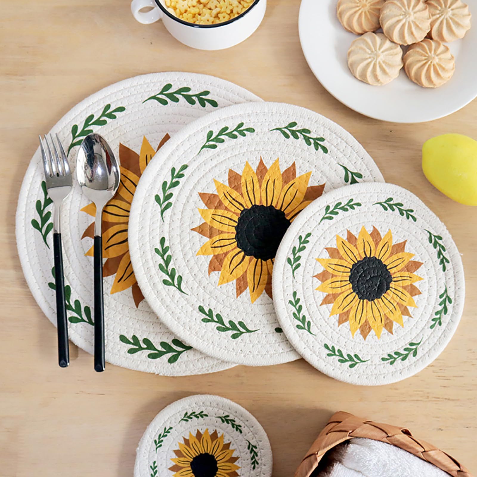 Décoration de Table, Sets de Table, Set de Table Rond à Motif Floral créatif Style champêtre