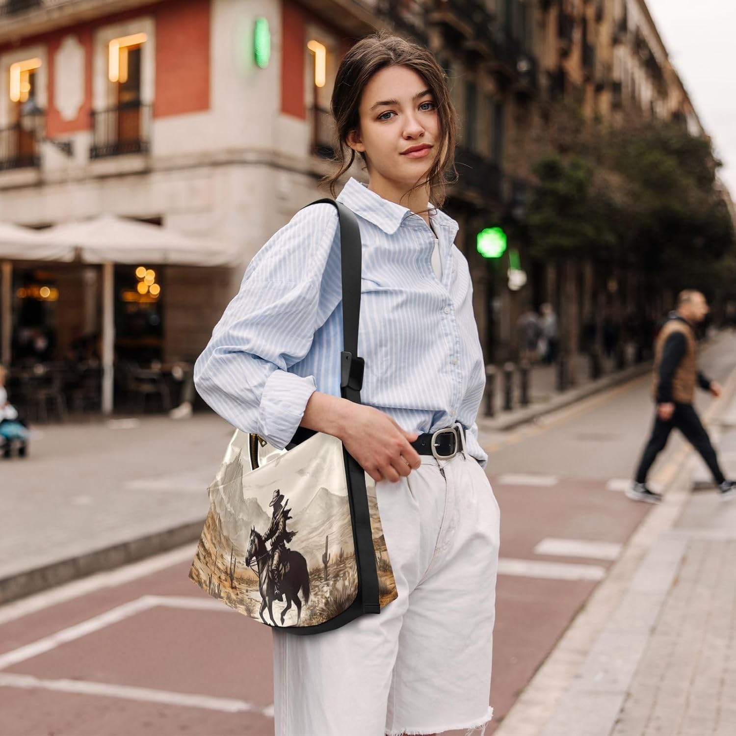 Kigai Western Desert Cowboys Crossbody Bag Hobo Handbag Purse Fashion PU Leather Shoulder Bags for Women