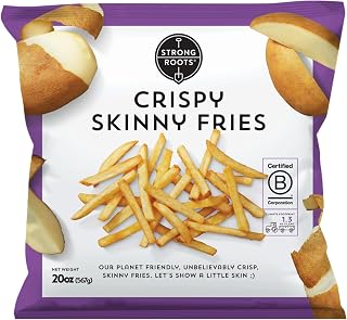 Strong Roots Crispy Skinny Fries 20 oz - Vegan Gluten-Free Frozen Fries, Crispy Oven-Ready, Low Sugar Salt No Trans Fats