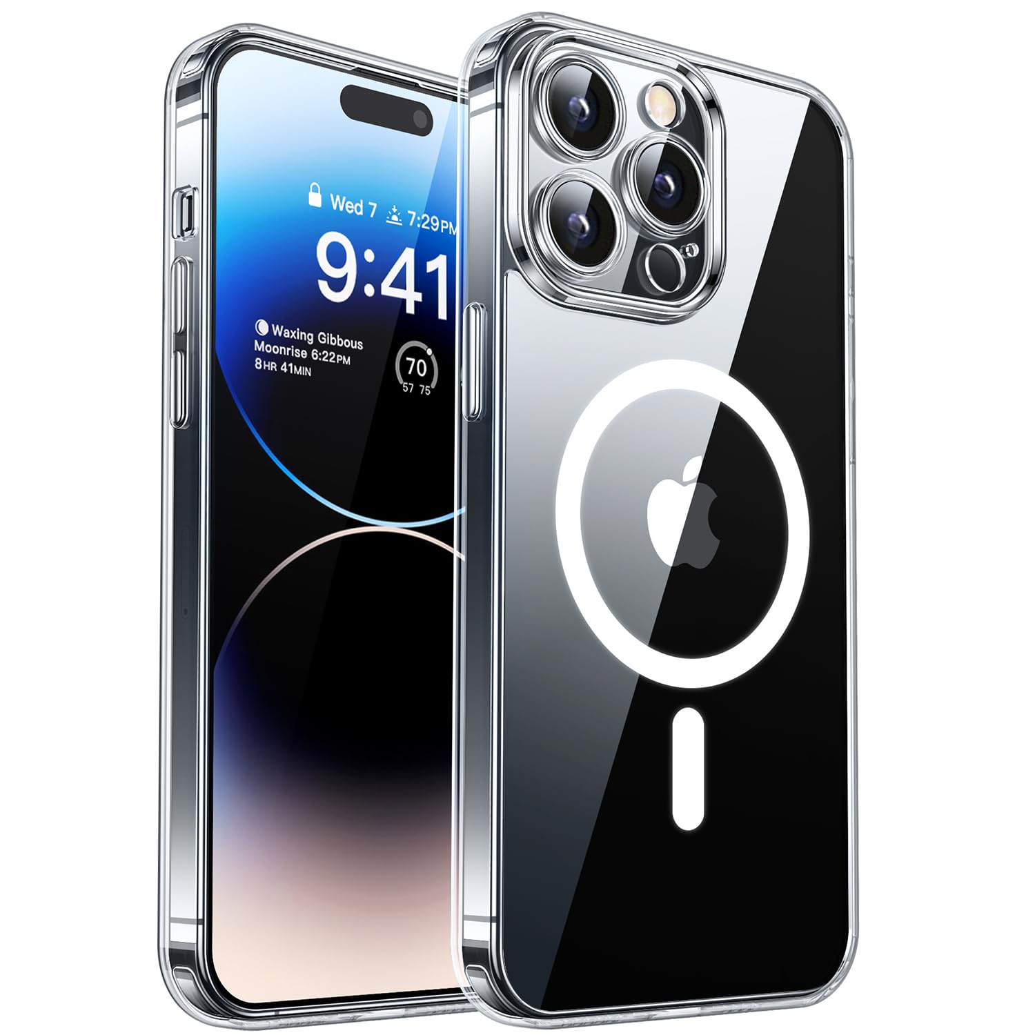 CANSHN iPhone 14 Pro 用 ケース Magsafe対応 カメラ周辺保護 ワイヤレス充電 あいふおん 14 Pro 用 ケース 耐衝撃 エアガードコーナー 傷つき防止 指紋防止 リング マグネット搭載 アイフォン 14 Pro 用 カバー- 透明