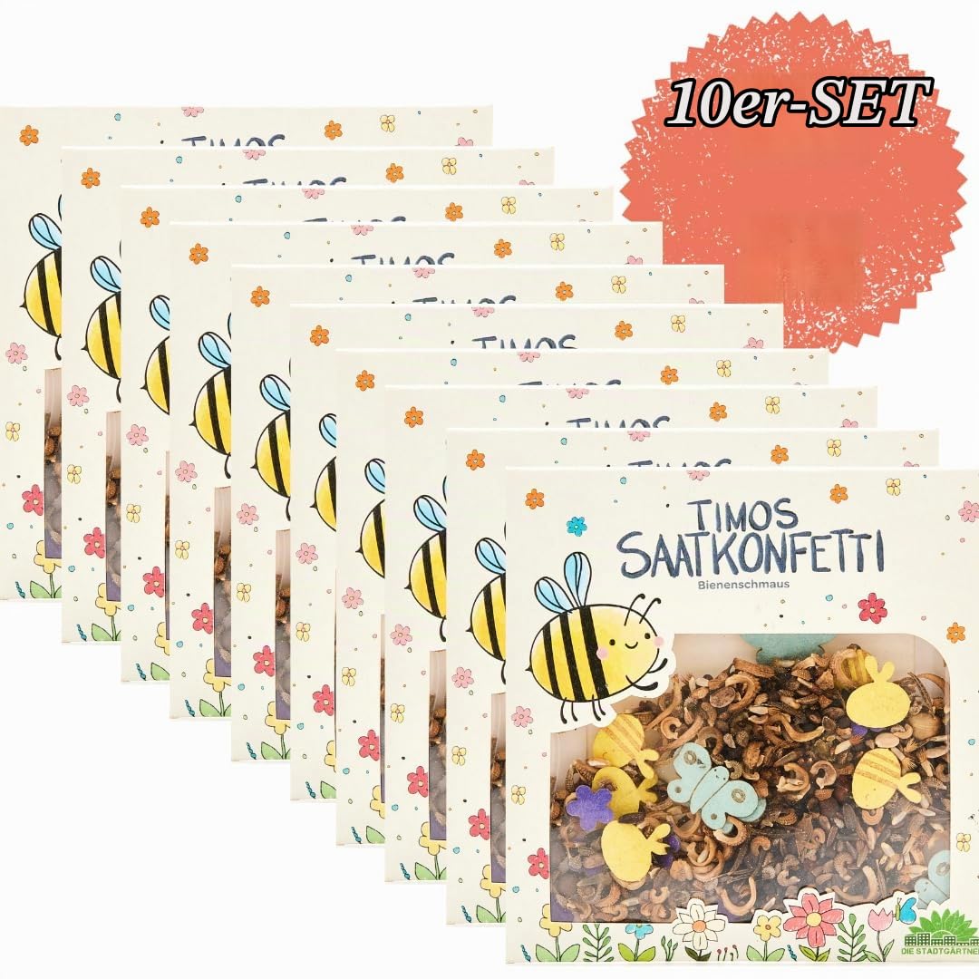 10 x Saatgutkonfetti von "Die Stadtgärtner" | Natürliches Konfetti aus Saatpaierformen & Saatgut | 100% ökologisch abbaubar | Ideal als Geschenk für Kinder oder als Mitgebsel zum Kindergeburtstag