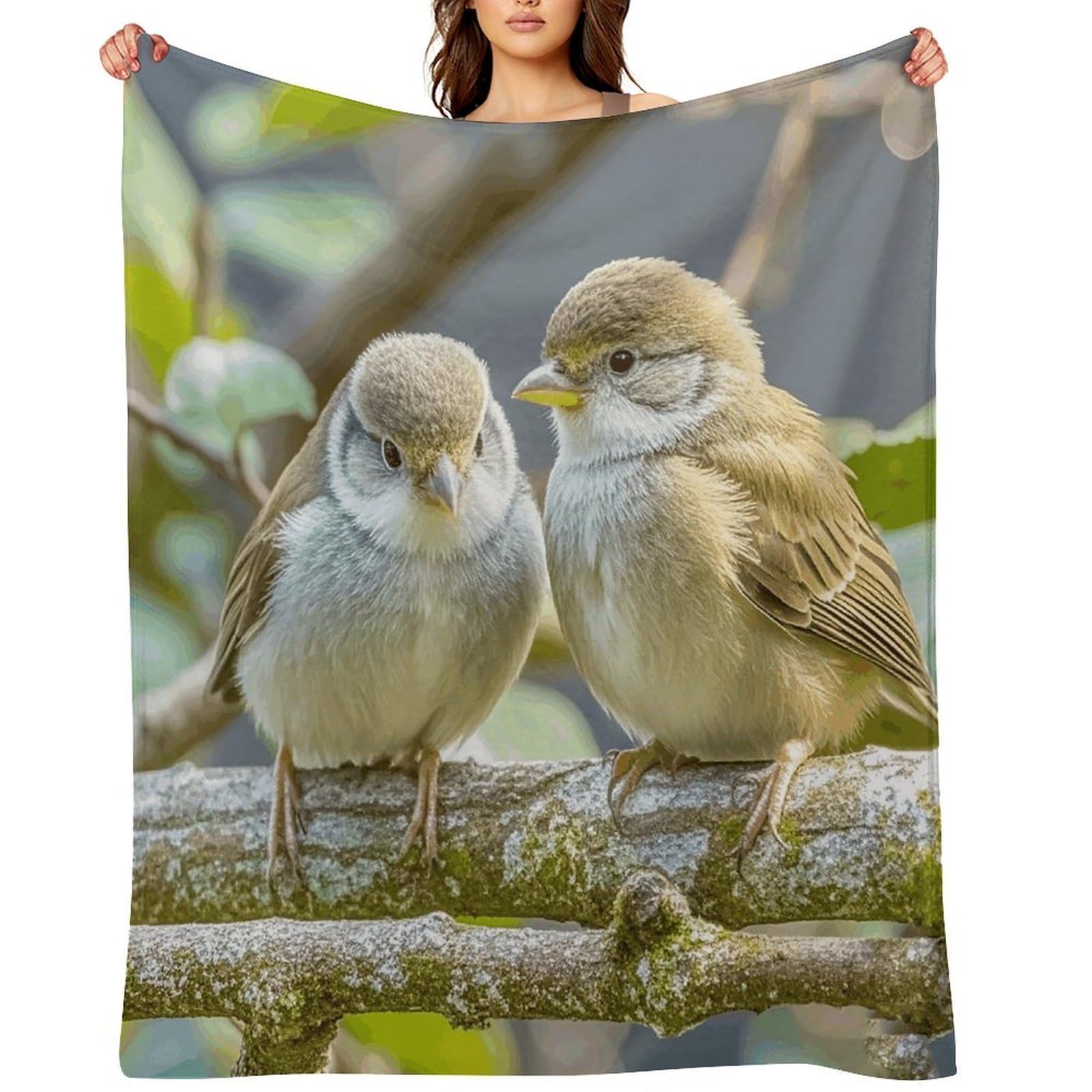 Kiwi Birds Cute Throw Blanket for Couch and Bed Super Soft Warm Lightweight Throw Blankets Cozy Fuzzy Flannel Blanket Personalized Decorative Blankets for Sofa Decor 40"x50"