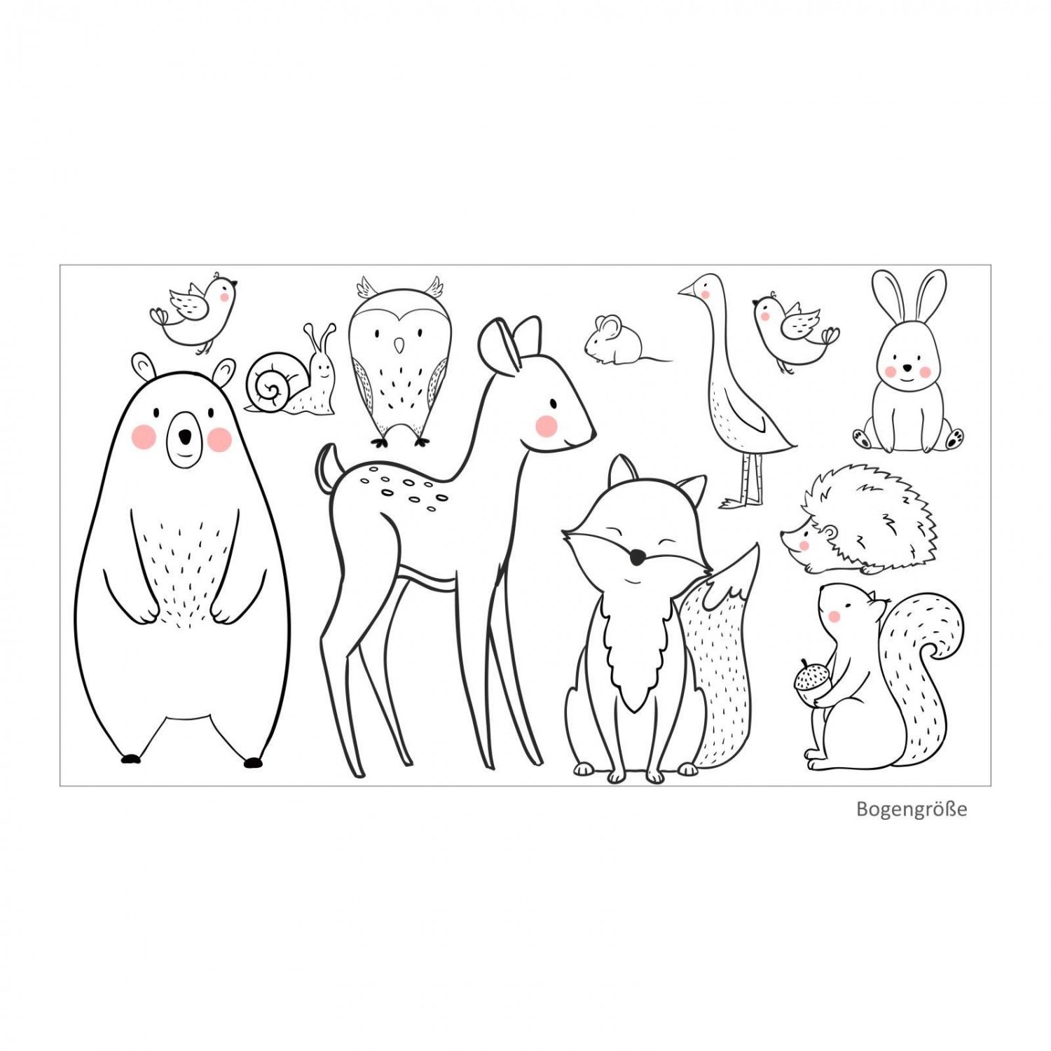 Nikima Bonito para niños – 124 Adhesivo de pared Animales Negro Blanco Mimimalista Sencillo Moderno – en 6 Tamaños – Preciosa pegatina para habitación de los Niños y pegatinas mágicas de pared pared
