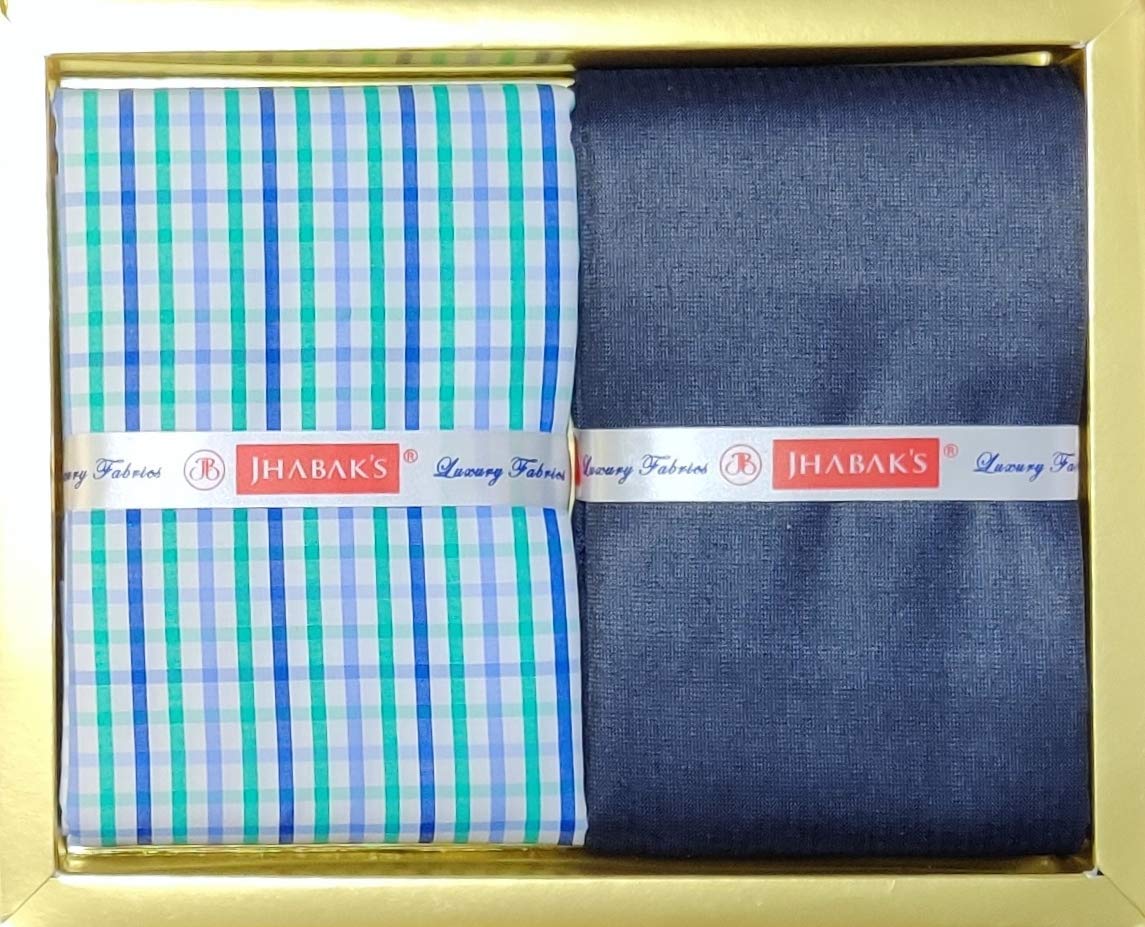 JHABAK'S Checkered Shirt and Trouser Fabric 22 - Polycotton Material - 2.25m Shirt Cloth - 1.20m Pant Piece for Men-image-1