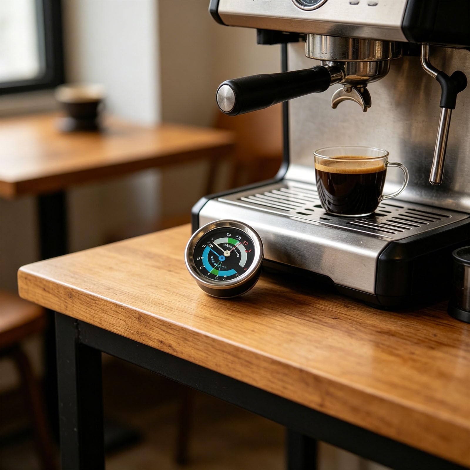 Medidor de presión preciso de máquina de café de doble aguja con 6,45 cm de diámetro y 8 conexiones, medidor de presión de máquina de café espresso de moda