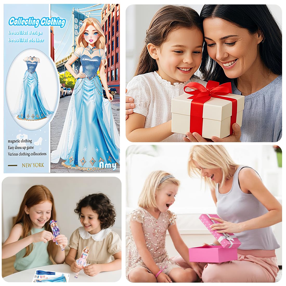 Muñecas de Vestir Magnéticas Muñeca de Papel de Vestir de Princesa Juguete de Juego de Viaje de Simulación y Juego Muñeca de Portátil para Vestir Princesas Regalo para Niña (Amy)